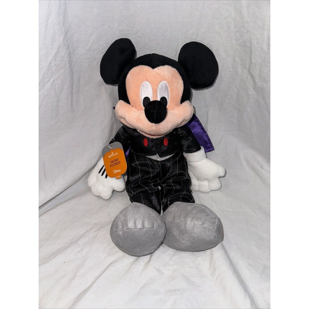 Hallmark Count Mickey Disney Plush Dracula Costume 14" Fangs Cape Halloween NWT